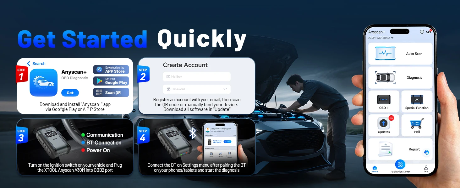 XTOOL Anyscan+ A30M V2.0 OBD2 Bluetooth-Scanner Kfz-Diagnosegerät mit Android/iOS-App, lebenslange kostenlose Updates, CANFD FCA Autoauth, 26+ Resets, aktiver Test, kabelloser Codeleser, Mini-Automotive-Scanner, keine Abonnementgebühr – Detail 18