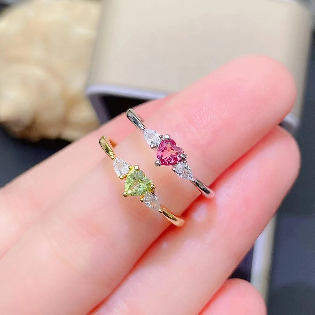 

Fine Jewelry 100% 925 Sterling Silver Natural Tourmaline Women's Ring Party Gift for Girl Marry New Got Engaged Valentine's Day