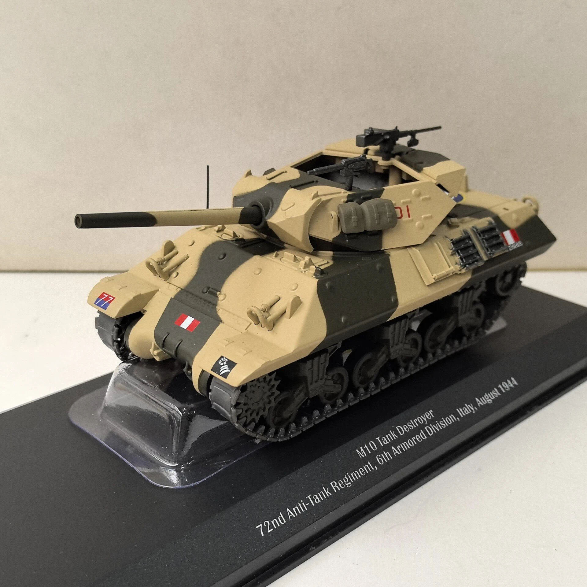 

1/43 Italian M10 "Wolverine" tank destroyer 1944 (alloy（main body）+plastic material) model ornament