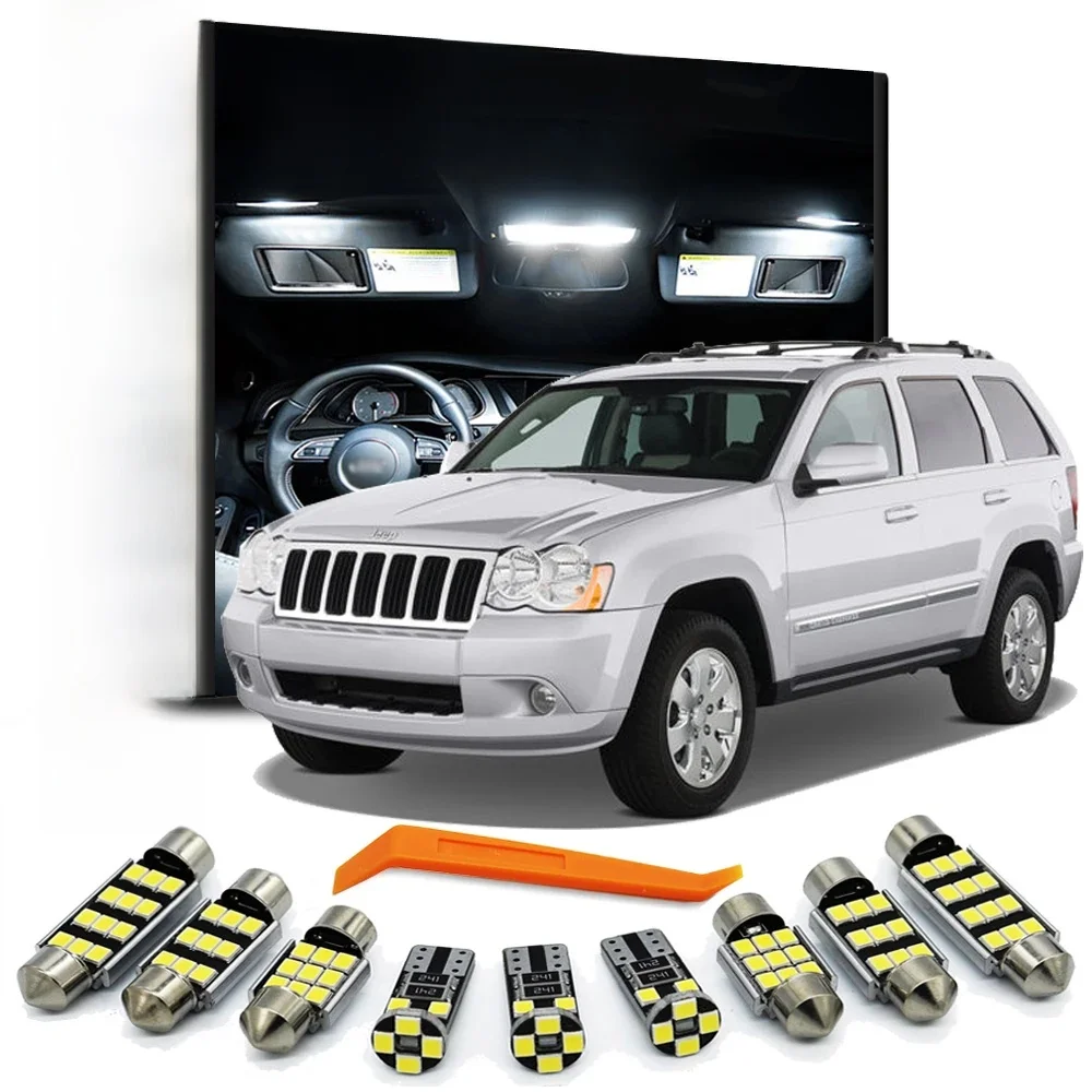 ZITWO-Kit d'éclairage intérieur LED Canbus pour Jeep Grand TraffWK, pare-soleil, pied, ampoule de coffre, 2005, 2006, 2007, 2008, 2009, 2010, 13 pièces