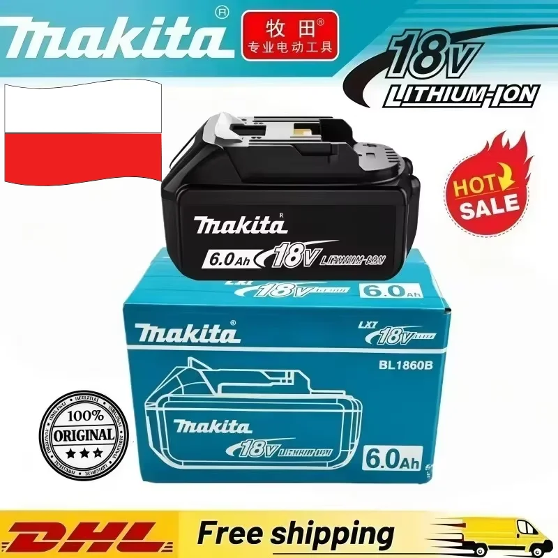 Batteria originale Makita 18V 6.0Ah, batteria ricaricabile agli ioni di litio, batteria di ricambio 18V 6.0Ah, modelli BL1860, BL1850, BL1860B, DDF487.