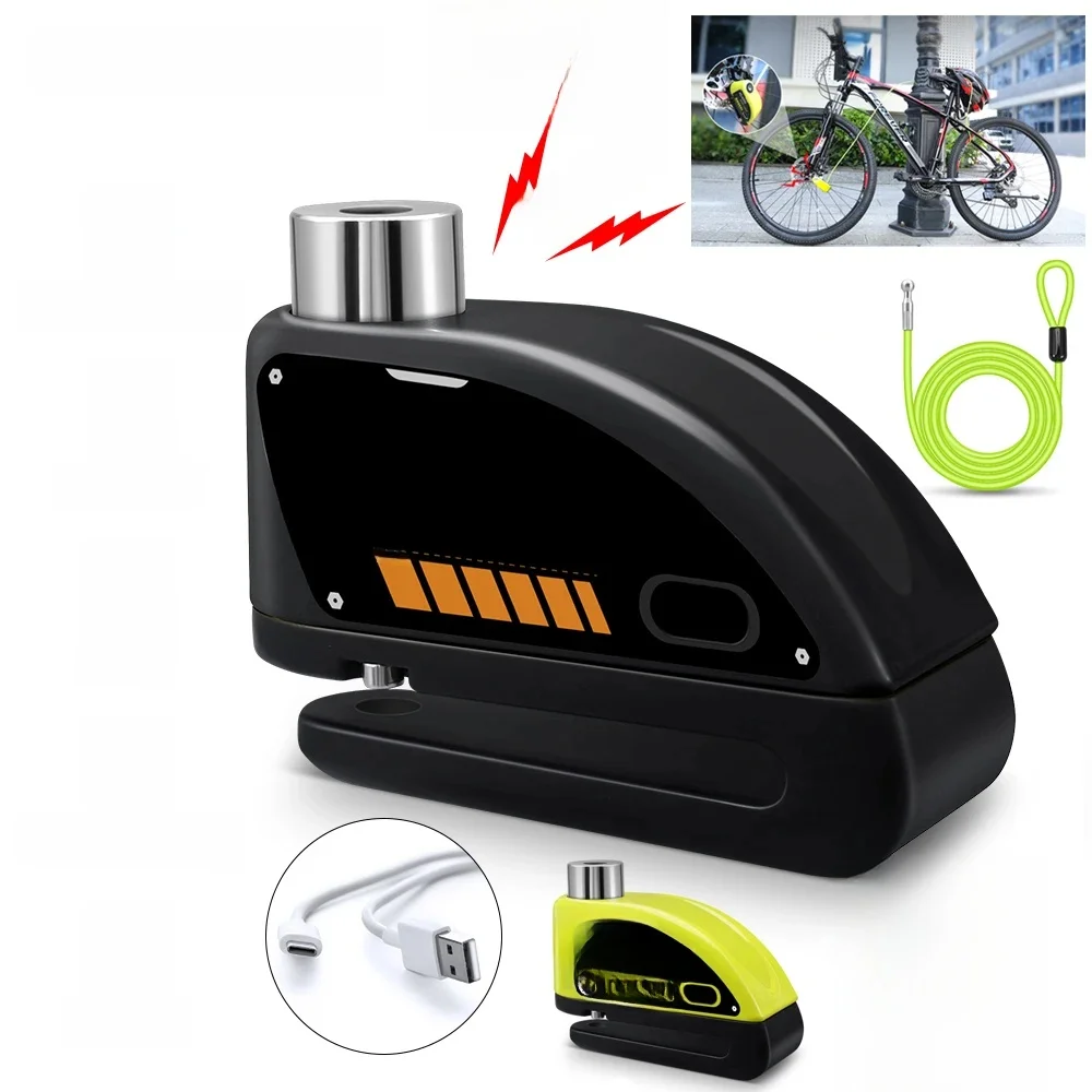 AliExpress UK Extractme Motorcycle Disc Lock Anti-theft Bicycle Rechargeable Alarm 120dB Loud Bike Wheel Padlock Safety Motorcycle Alarm Lock