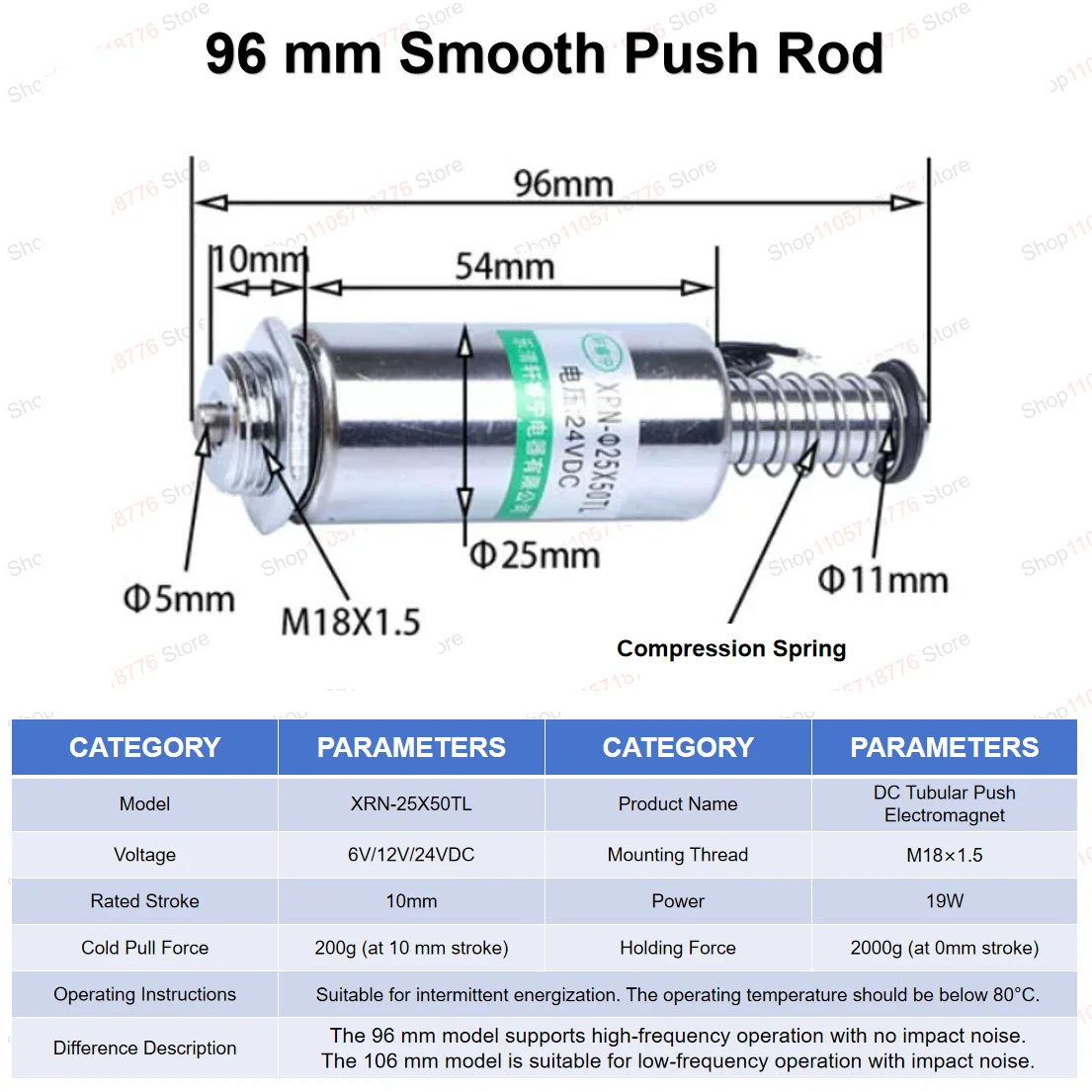 DC Solenoid Electromagnet Tube Push-Pull XRN-25X50TL Industrial Control Equipment 12V/24V for Various Applications