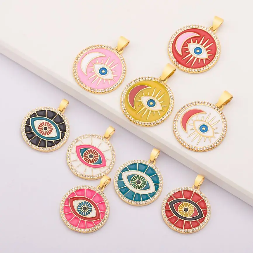 Mirco Pave CZ Rhinestone Enamel Slipper Charms Pendant For DIY Necklace Bracelet Earrings Women Evil Eye Jewelry Accessories