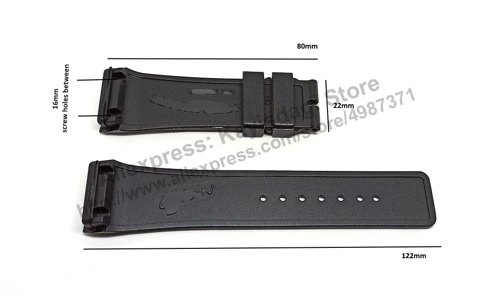 16mm Black Rubber Watch Band / Strap Compatible for Franck Muller Lykan