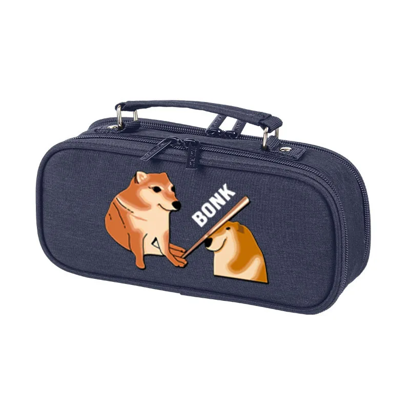 Custom Shiba Inu Doge Cheems Meme Pencil Bag Large Capacity Multi Layer Stationery Box Multilayer Pencil Storage Bag