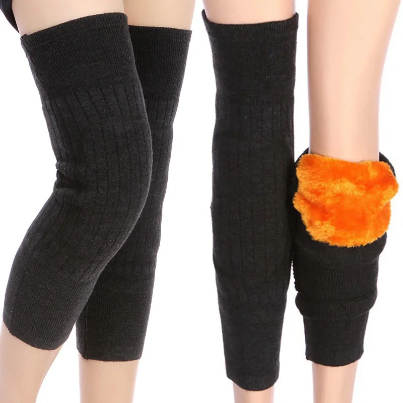 Thick Warm Wool Kneepad Leg Guard Cashmere Knee Protector Windproof Coldproof Leg Warmers for Women Men KneeCap Leg Sleeves