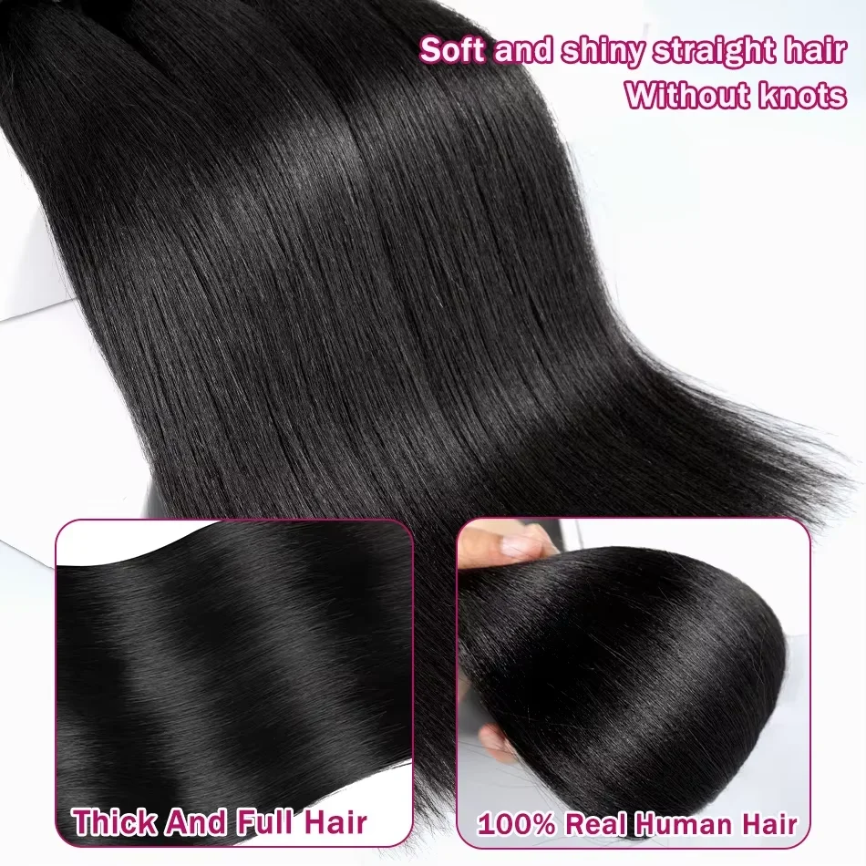 12A Bone Straight  Real Human Hair Bundles 30 40 Inch Raw Hair 4 5 Bundles Brazilian Hair Deals Weave Extensions For Black Women image 2