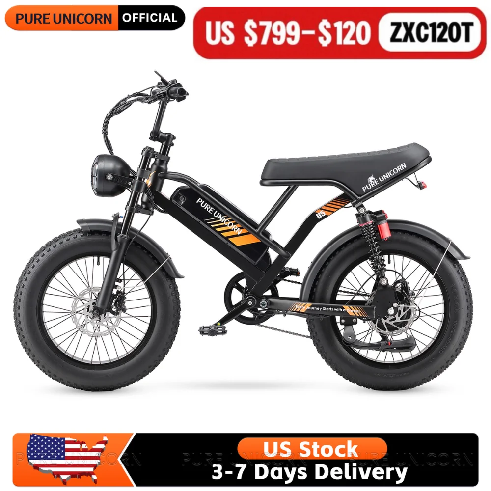 

PURE UNICORN U5 Electric Bikes 1000W Electric Bicycles 48V 19.2Ah 20 x 4.0" Fat E Bike Off Road Motorbike 45km/h Ebike Adults