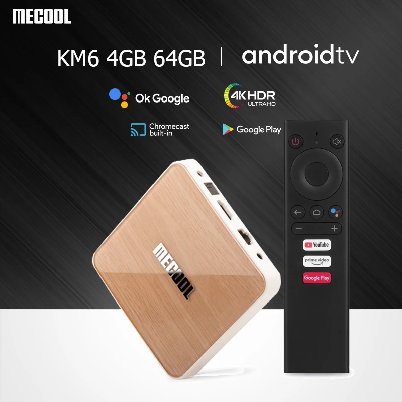 Mecool-Boîtier décodeur TV KM6 4K, Android 10.0, Amlogic S905tage RL, 4 Go 32 Go 64 Go, Wifi 6, 4K HD HDR10 + récepteur pour touristes