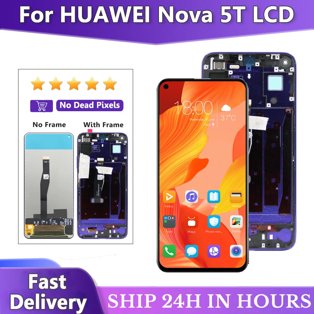 6.26‘’ nova 5T Display For Huawei Nova 5T Lcd Touch Screen Digitizer Assembly YAL-L21 L61A L61D L71A LCD With Frame Replacement