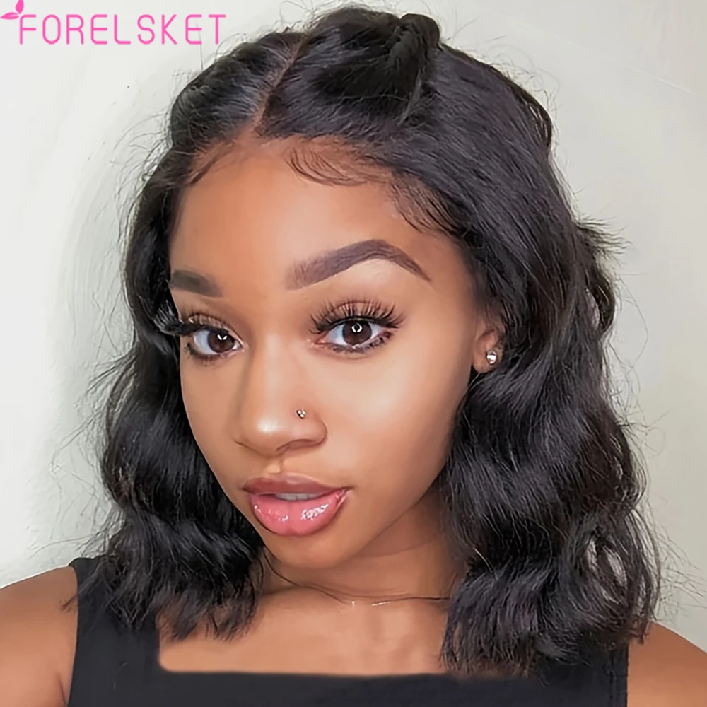 

Парик HD на сетке спереди для черных женщин, одежда и выщипывание 4x4, парик на сетке, бразильские натуральные волосы, естественный черный цвет, 14 дюймов