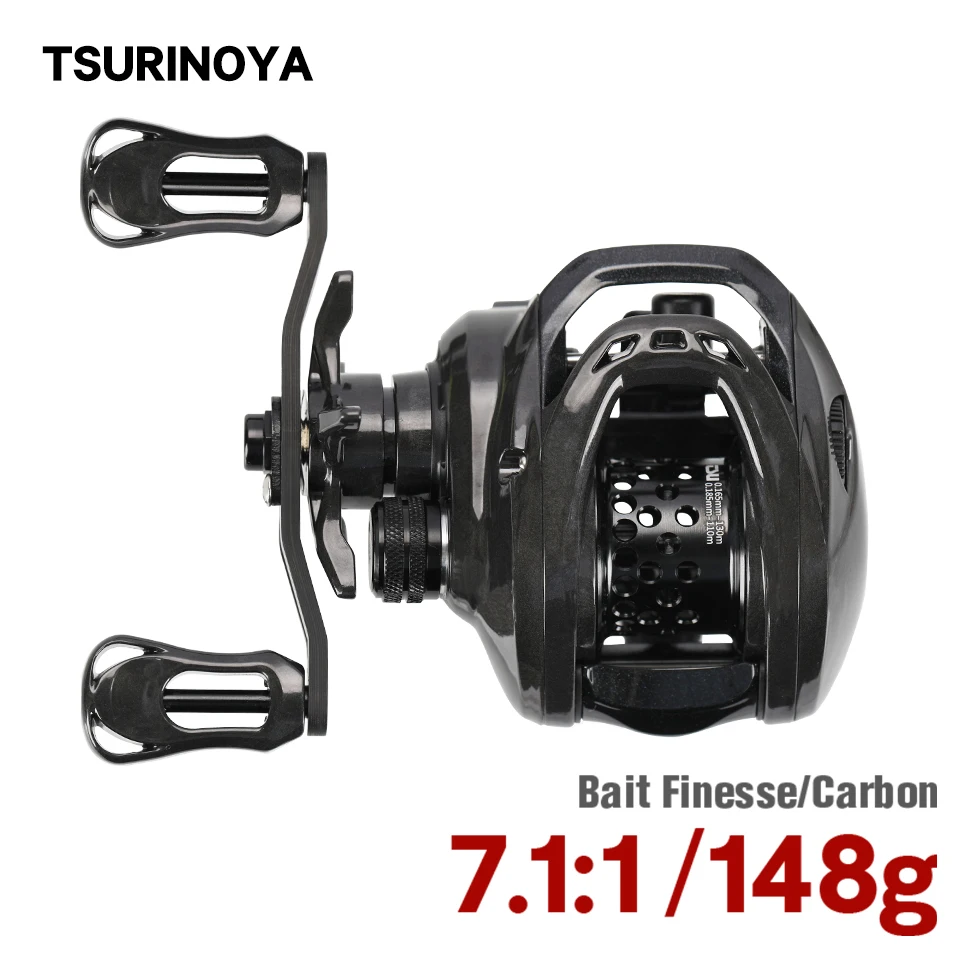 TSURINOYA Baitcasting Fishing Reel Dark Wolf 50 Ultralight 148g Carbon Reel For Bait Finesse Trout Ajing Light Game Casting Reel