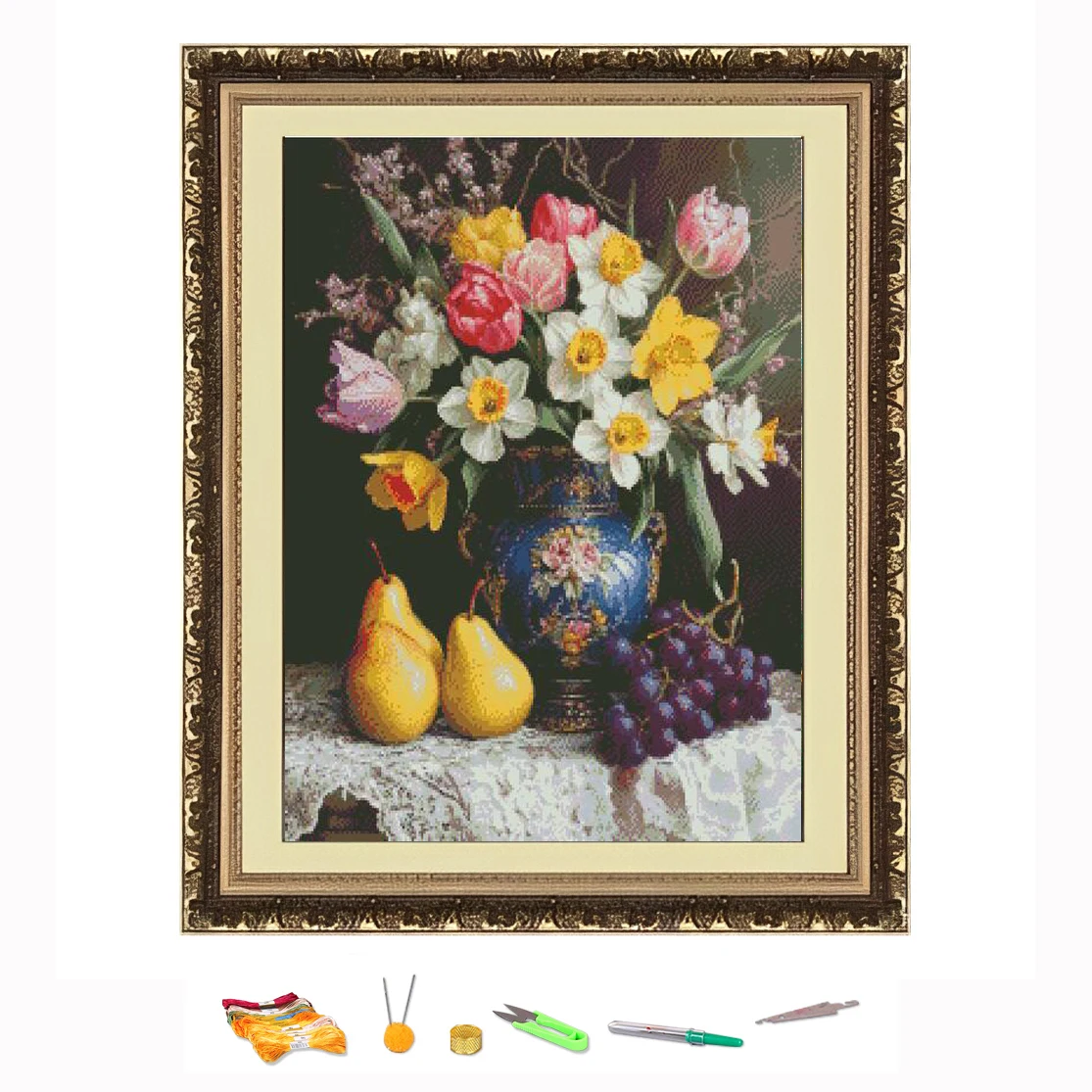 

Вышивка крестиком, фрукты и цветы, пейзажная нить, рисунок, набор для рукоделия «сделай сам», украшение, напечатанный на холсте 11CT