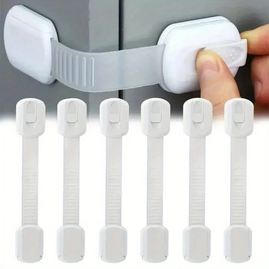 6/1pcs Child Safety Cabinet Locks, Adjustable Multifunctional Plastic Drawer Door Latches, Baby Proofing Prevent Finger Pinching
