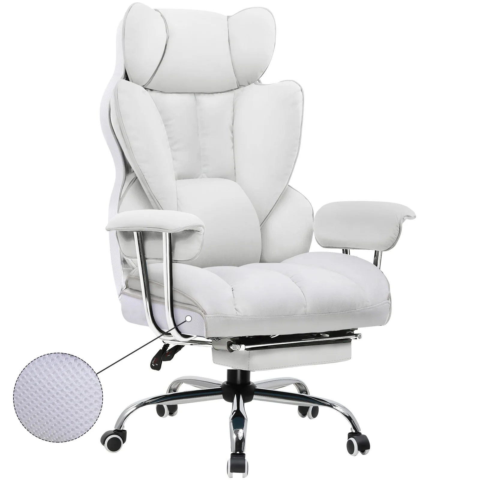 GTPLAYER Gaming stoel, Gamer stoel, Ergonomische bureaustoel met voetenbank, Stoffen oppervlak, Veer zitkussen, Gevoerde gaming stoel, Gaming fauteuil 150kg draagvermogen