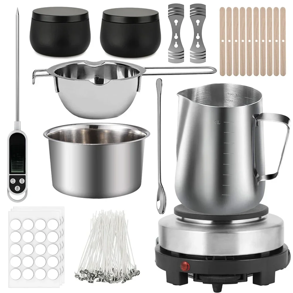 DIY Handmade Candle Craft Tools Kit com placa quente de fusão de cera, acessórios de fabricação de