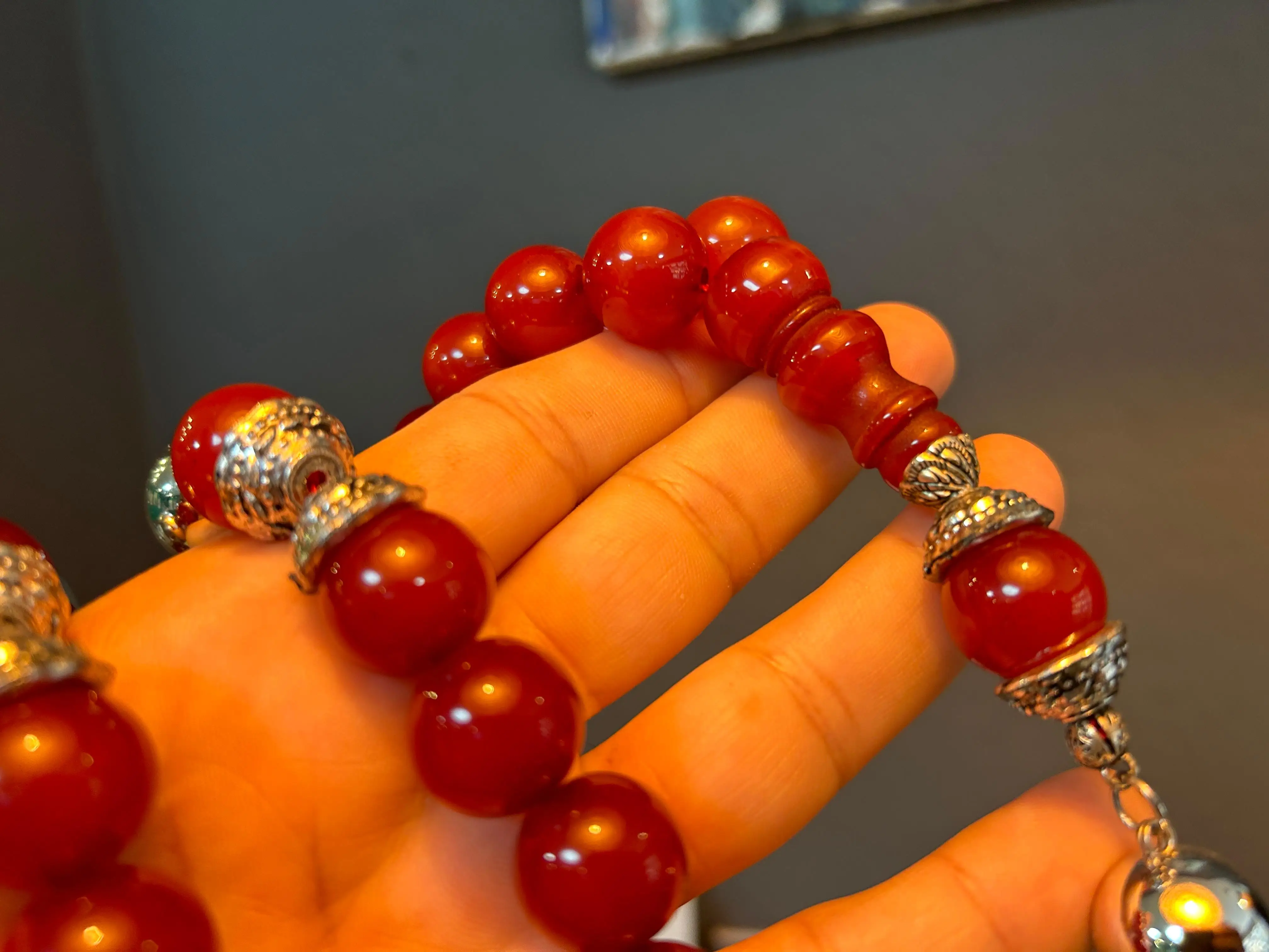 Bakelite Ottoman Rare Faturan Red German Amber Sandalous Misbaha Prayerbeads Rosary Tasbih Tesbih İslam Subha T54