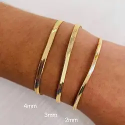 Minimalist 16+5cm Classic Snake Chain Bracelet Gold Color Width 2/3/4MM Stainless Steel Chain Bracelet For Women Jewelry Gift