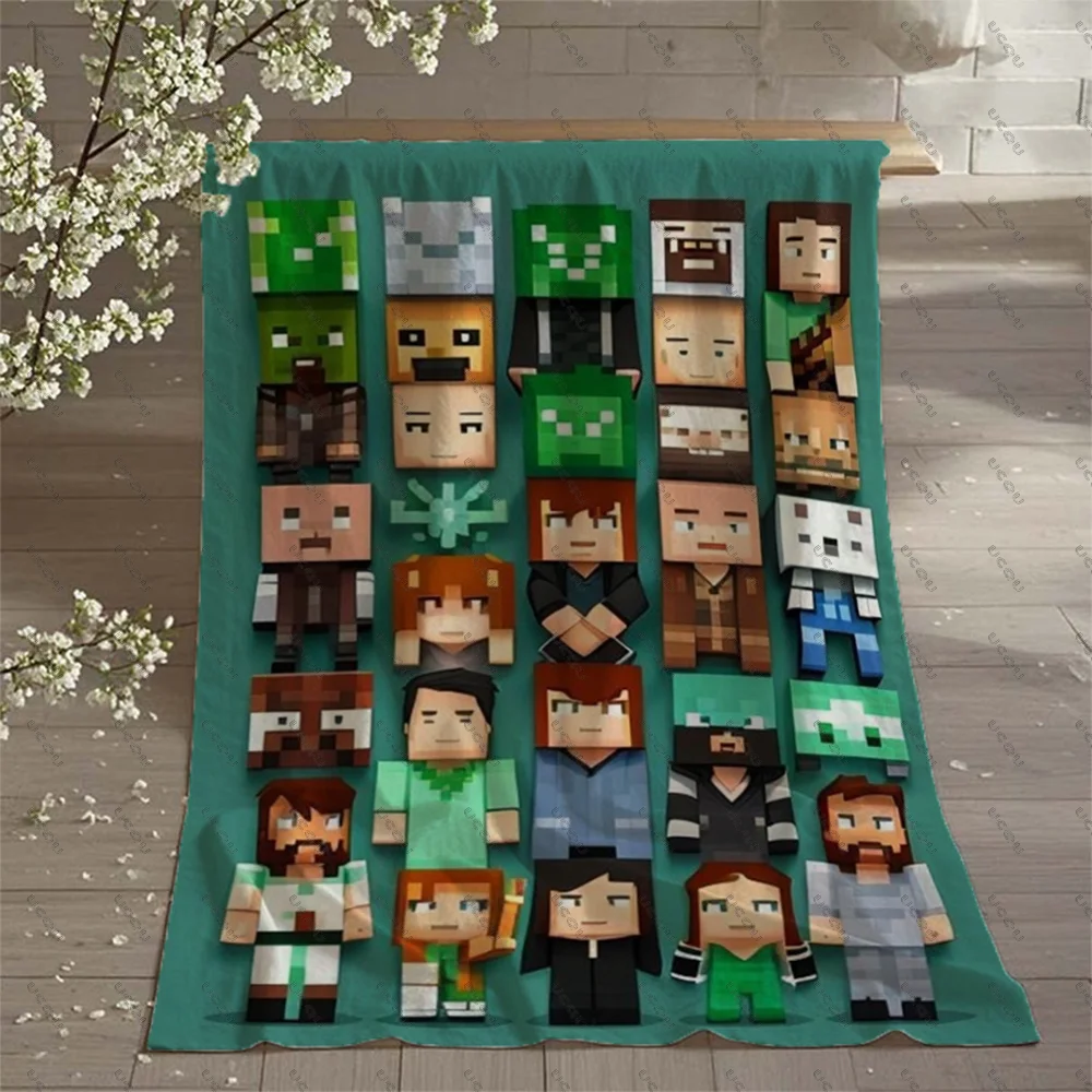 Anime Pixel Pattern Print Blanket Fun Cozy Gift Sofa Travel Office Warmth Autumn Winter Fans Christmas Wedding Birthday Gift