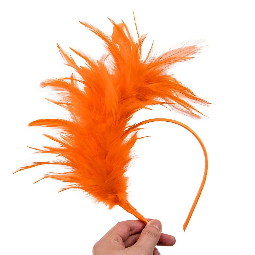 1Piece Orange Feather Headband 1920s Flapper Headpiece With Feathers For weman girls Colored Tea Party Hat Plumas Decoration