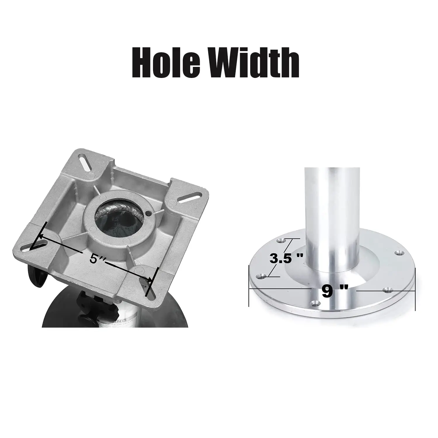 ฐานรองเบาะเรืออลูมิเนียมปรับระดับได้ ความสูง 32.5-46 ซม. ดีไซน์ล็อคได้ ขัดเงาสีเงิน สำหรับเรือตกปลาและเรือเดินทะเล