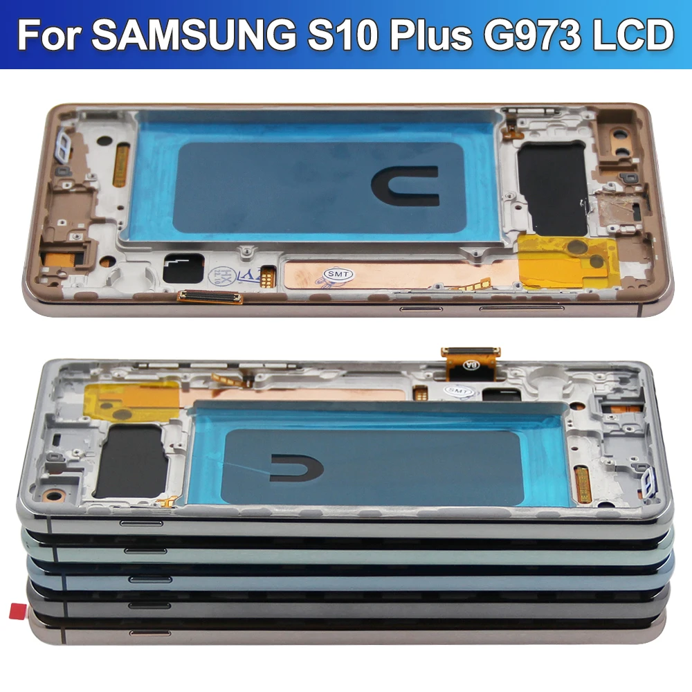 Screen With Frame For Samsung S10 Plus LCD G975 G975F SM-G975F Display Touch Screen Digitizer Assembly Replace For Samsung S10+