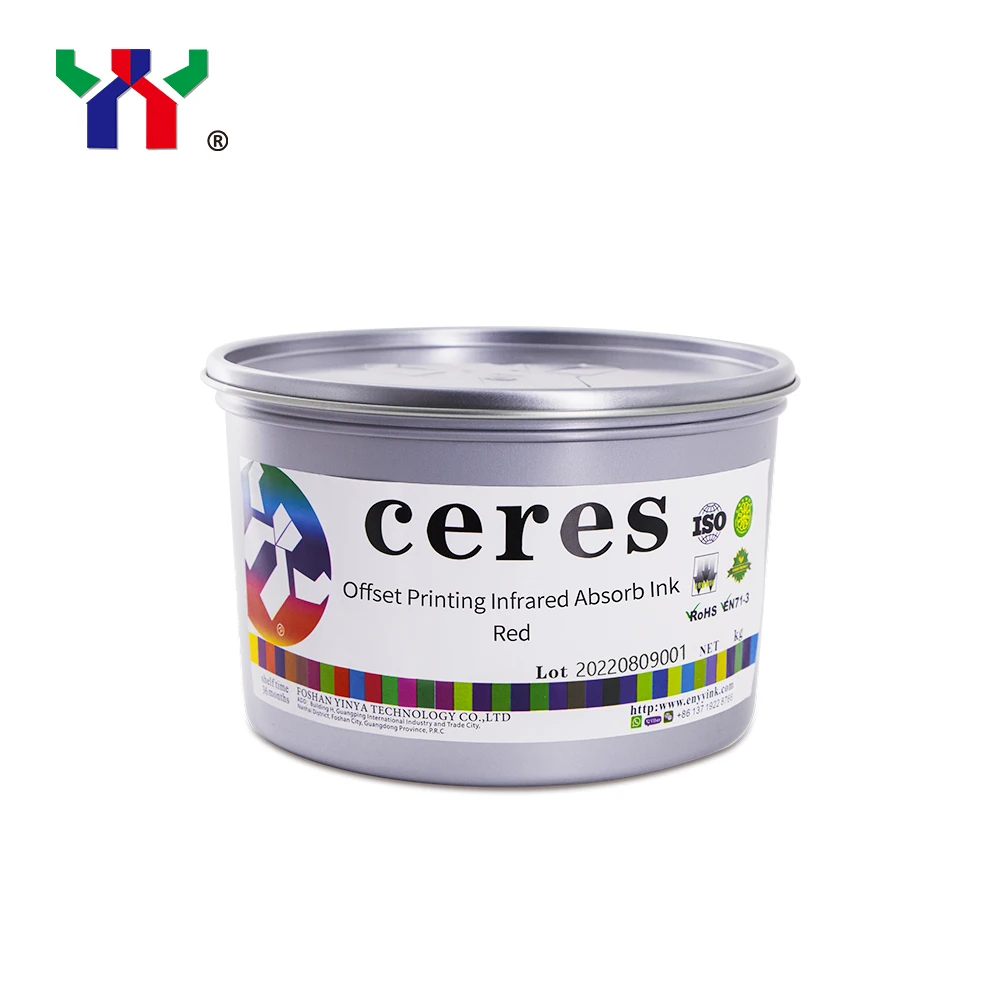 1.0 kg/bottle Ceres Best Selling Offset Printing/Screen Printing Infrared Absorb Ink, Red/Yellow/Blue/Green To White/Black