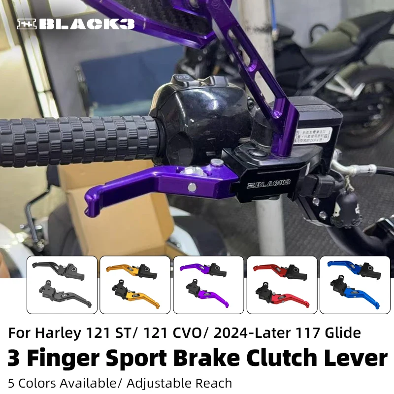 

For Harley 121 ST 121 CVO 2024-Later 117 Road/ Street Glide Motorcycle CNC Brake Clutch Lever 3 Finger Adjustable Hand Control