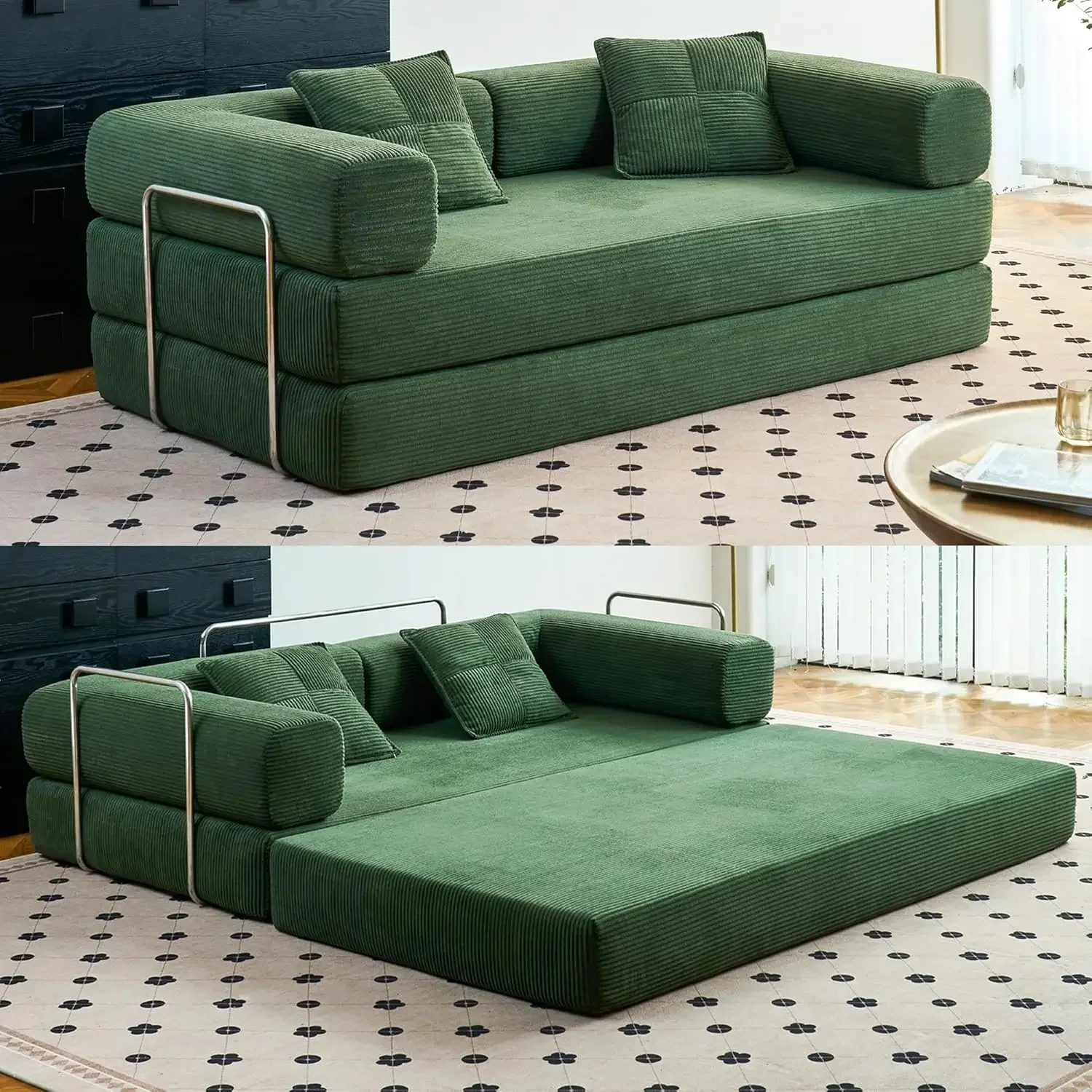 2026 Nieuw Ontwerp Hoekmodel Vacuüm Gecomprimeerde Stoffen Sofa Compressie Bed Set Huis Appartement Hotel Woonkamer Slaapbank - afbeelding 2