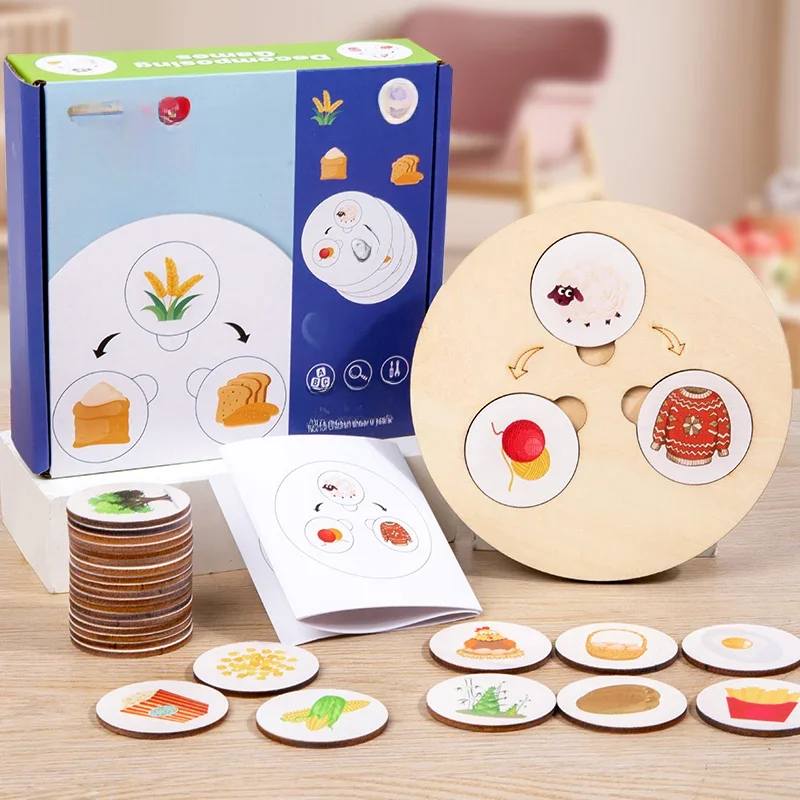Jouets Montessori pour enfants, jeu de société de décomposition alimentaire, Puzzle pour enfants, plante animale, pensée logique cognitive, jouet éducatif d'entraînement