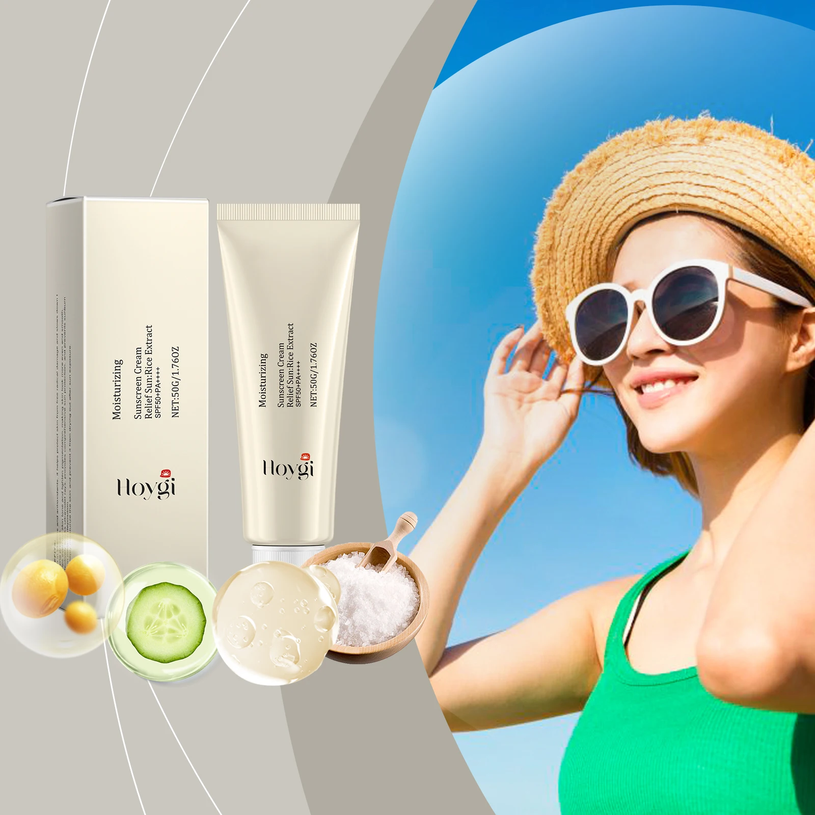 

50g Hoygi Moisturizing Sunscreen Not Greasy Prevent Outdoor Uv Protect Skin Long Lasting Moisturize Sooth Face Summer Sunscreen