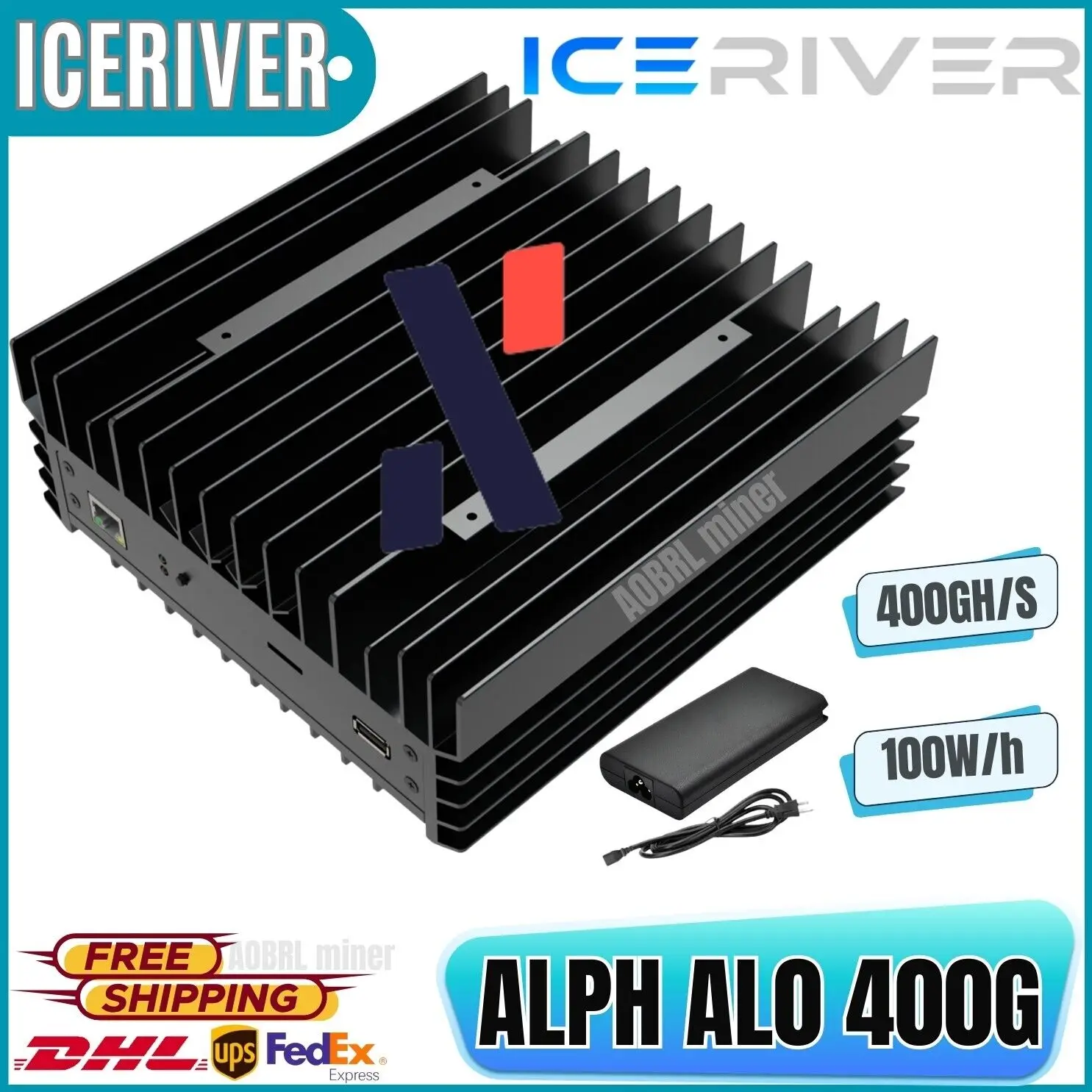 ICERIVER ALPH AL0 400GH/s 100W Home Miner Black 3 Algorithm with PSU In Stock