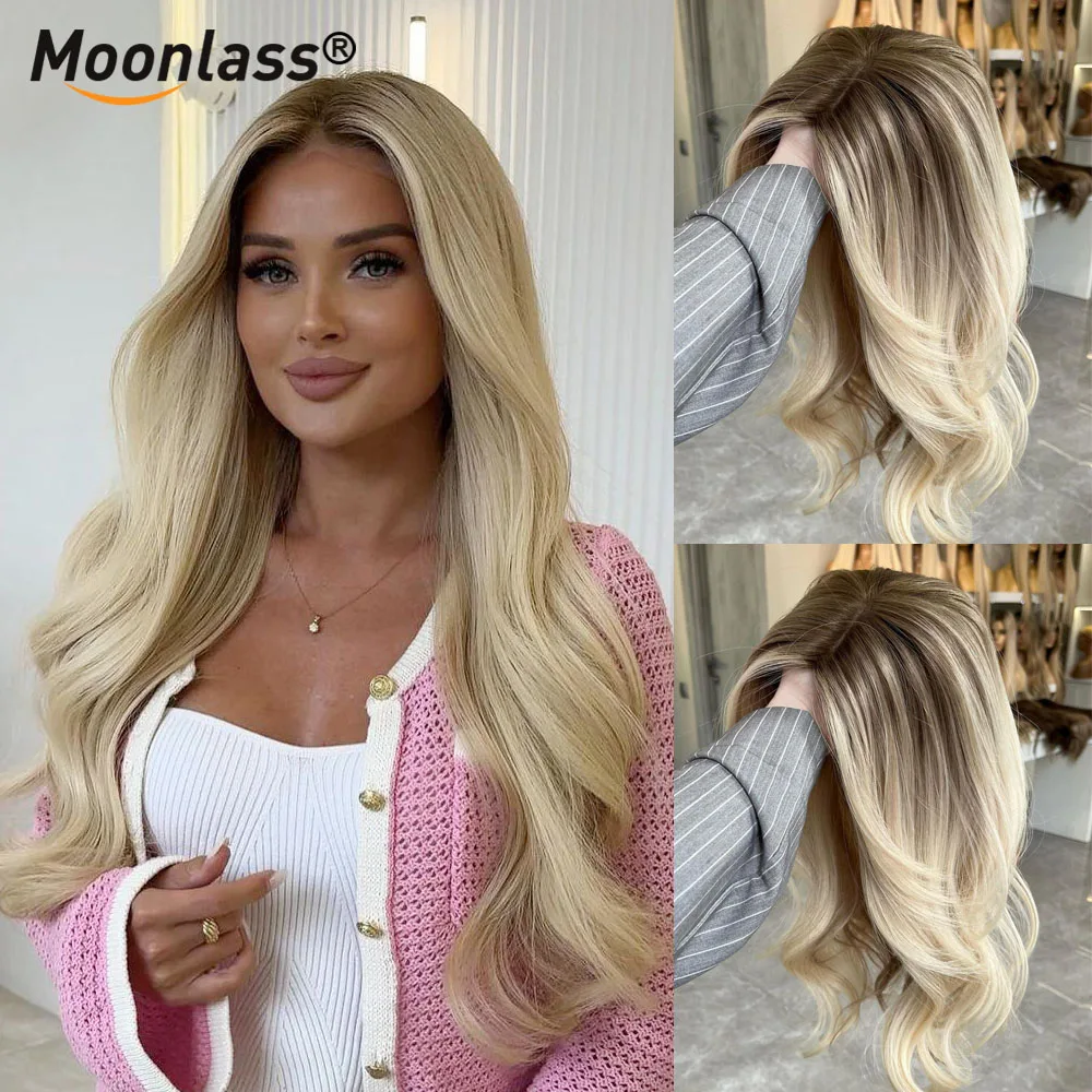 

Ombre Ash Blonde Wig 100% Human Hair 200 Density 13x6 Transparent Lace Front Wig Ombre Honey Blonde Natural Hairline Remy Wigs