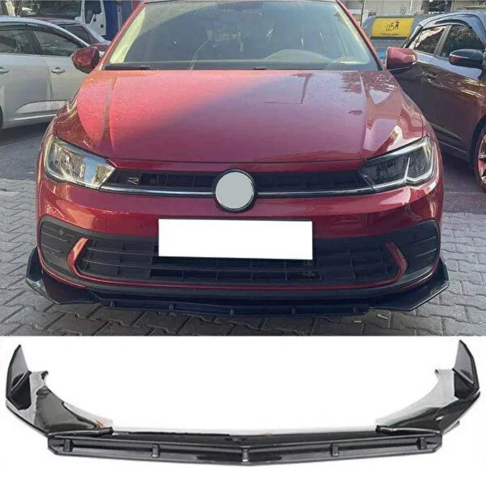 Brbs 3 Pcs Front Bumper Lip For Vw Polo Mk6 2018-2024 Body Kit Car Accessories Spoiler Diffuser Flap Sport Bumper Exterior Parts