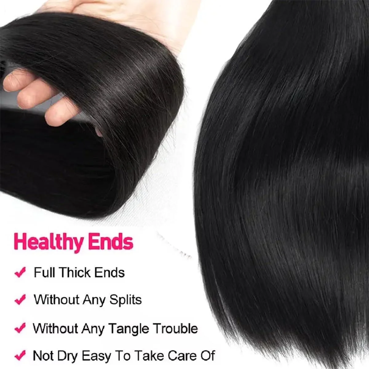 Cabelo humano brasileiro 3 pacotes 100% não processado feixes de cabelo virgem reto trama dupla extensões de cabelo humano preto 3 pacotes