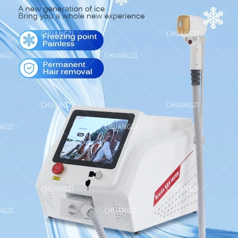 Painless High Power Epilator Diode La-ser 3 Wavelength Permanent Ice Titanium Hair Removal Machine Whole Body 755 808 1064nm