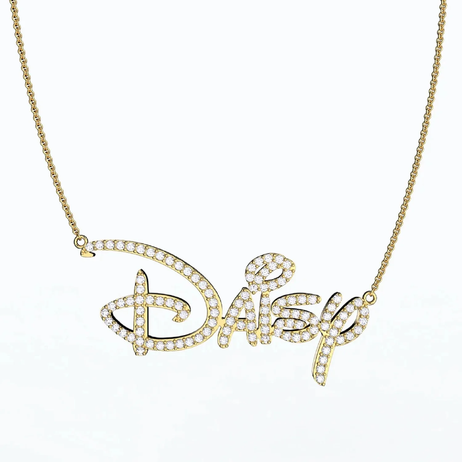 Custom Princess Style Name Necklace With Crystal Personalized Iced Out Letter Gold Plated Nameplate Pendant Jewelry Femme Gifts