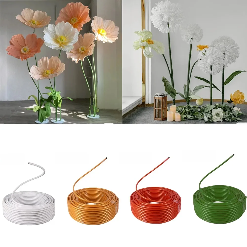 Tube de style en PVC et aluminium pliable de 5M, tuyau de moulage en plastique, grandes fausses fleurs, tige, accessoires de bricolage, décoration de fête de mariage