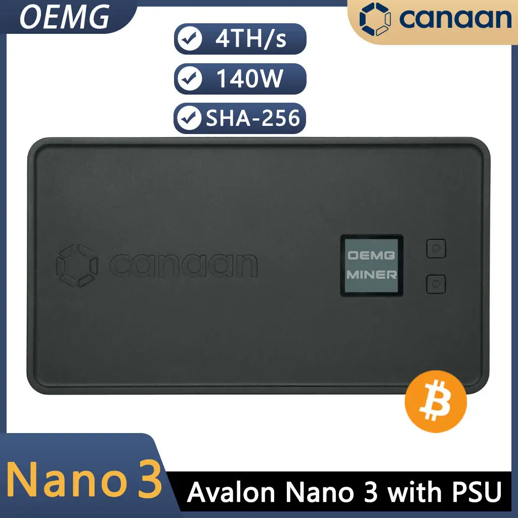 

New Avalon Nano 3 Bitcoin Miner 140W Home Quiet Asic Miner with PSU (Black) BUY 5 GET 3 FREE