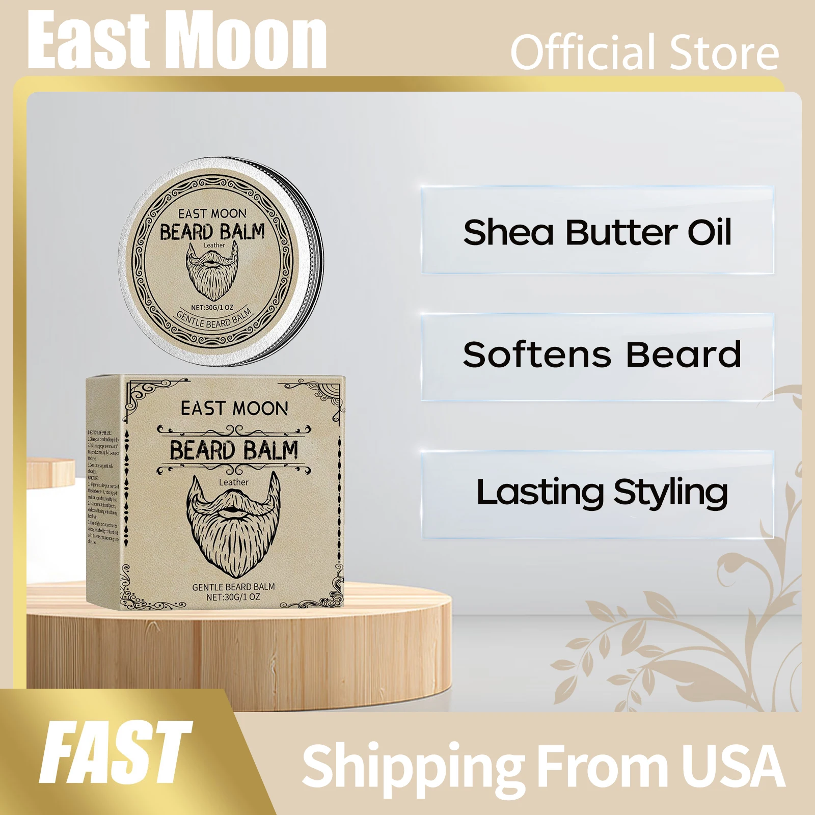 

East Moon Beard Balm Soften Beard Keep Neat Easy Grooming Create Perfect Shape Leather Light Scent Deep Moisturize Moustache Wax