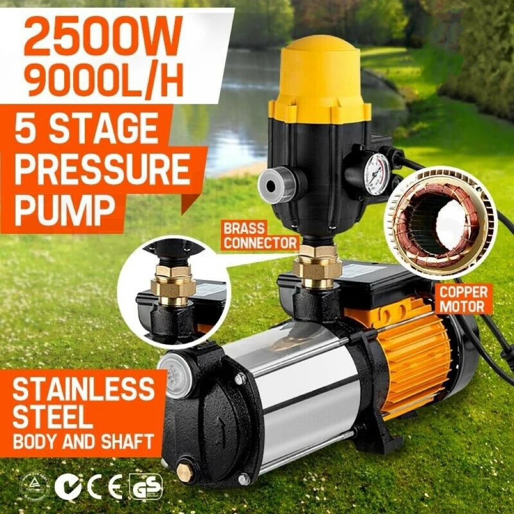 High Pressure 90M Head Multistage Water Booster Pump for Garden Irrigation  with Automatic Control 240V 50Hz Home Use Jet Pump