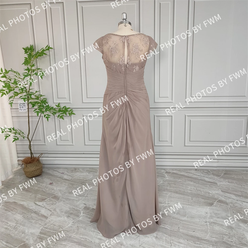 15642# Customized Elegant Pleat Chiffon Mother of Bride Dresses With Appliques Lace Wedding Evening Party Gown For Women