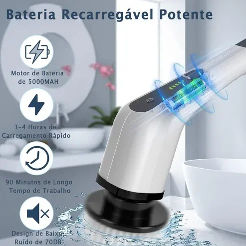 فرشاة تنظيف الحمام الكهربائية مع 9 ملحقات 112 سم