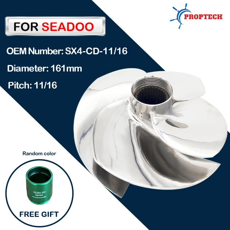 For Seadoo Jet Ski Impeller RXP 300 RXT 300 GTR GTX WAKE PRO 230 RXP-X RXT-X 161mm 4 Blades Replaced Solas SX4-CD-11/16