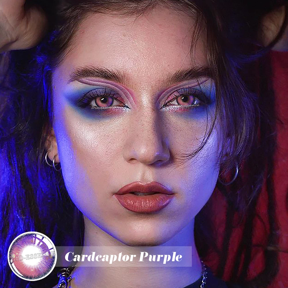 Bio Essence Contact Lenses Cosplay Anime Pupils Color Contact Lenses For Eyes 1 Pair Purple Halloween Graduated Contact Lenses