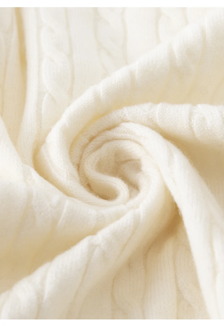MZ62026 Damen-Cardigan aus Kaschmir-Modal-Mischung, Zopfmuster, Rundhalsausschnitt, Kontrastbesatz, Langarm, Weiches Stretch-Oberteil – Detail 16