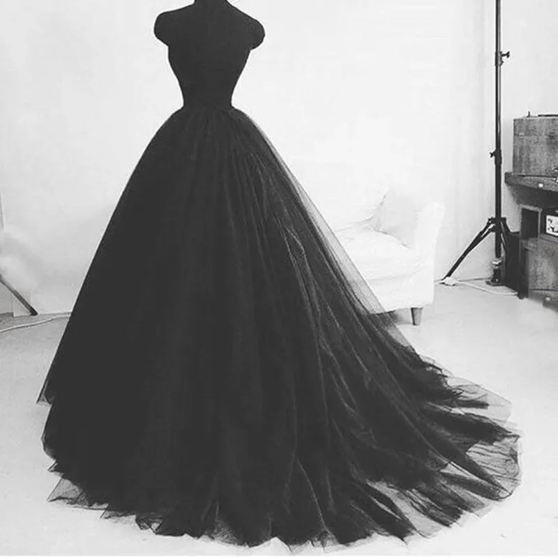 Czarny miękki tiul długość do podłogi formalna suknia balowa spódnice niestandardowe plisowane moda ślubna Vintage długie spódnice elegancka tiulowa halka — zdjęcie 2