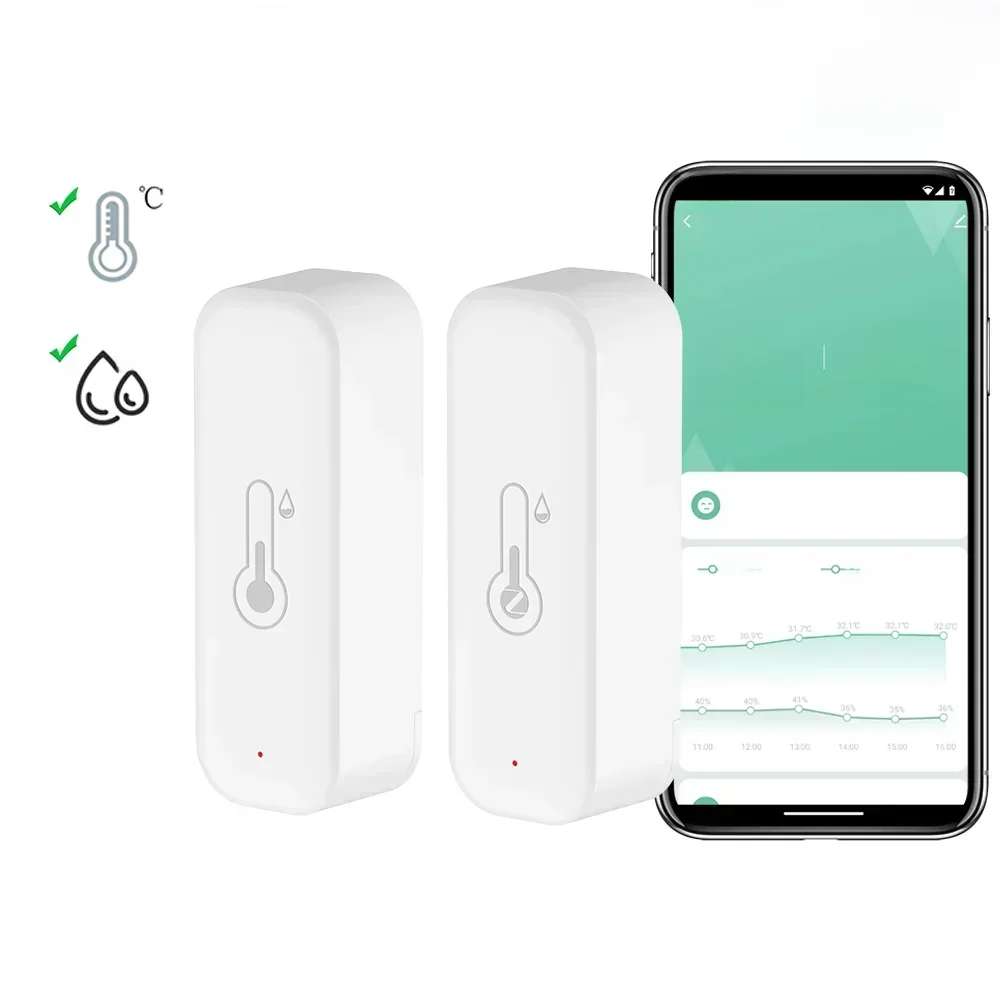 Tuya WiFi Zigbee 3.0 Temperatur und Luftfeuchtigkeit Smart Home Thermometer Hygrometer APP Fernalarm Funktioniert mit Alexa Google Home