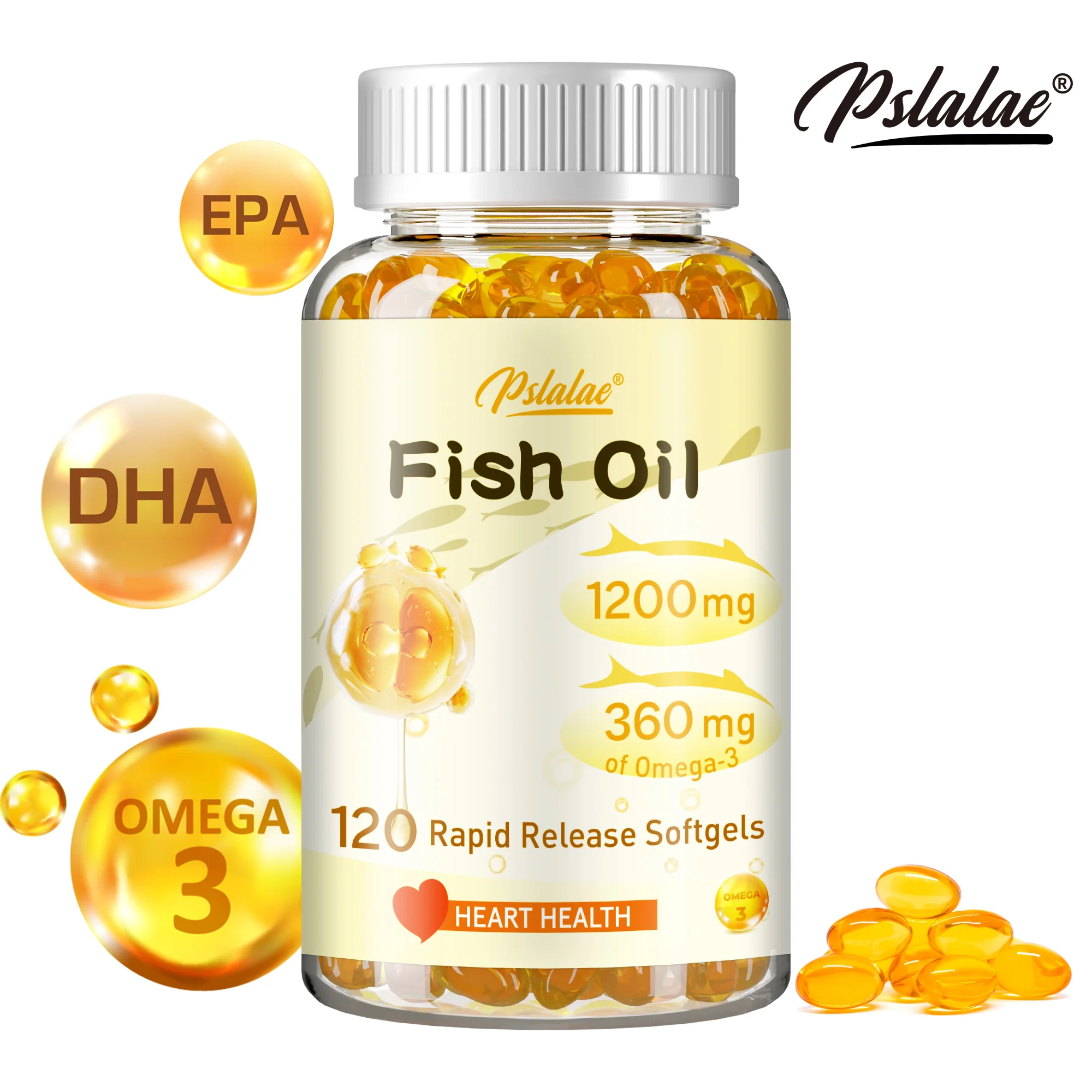 Fish Oil - Improve Bad Mood, Relieve Stress, Strengthen The Brain, Improve Memory and Intelligence - 120 Capsules